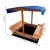 Keezi Kids Wooden Sandpit with Canopy & Foldable Seat, 120cm - Firwood, Safe Rounded Corners, Protective Cover Included