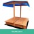 Keezi Kids Wooden Sandpit with Canopy & Foldable Seat, 120cm - Firwood, Safe Rounded Corners, Protective Cover Included