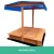Keezi Kids Wooden Sandpit with Canopy & Foldable Seat, 120cm - Firwood, Safe Rounded Corners, Protective Cover Included