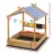 Keezi Wooden Kids Sandpit Sandbox with Canopy, Water Basins, Funnel, Drawing Board, 146cm Outdoor Play Set