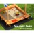 Keezi Kids Wooden Sandpit with UV Canopy, Dual Basins & Storage - 146cm, Treated Timber for Safe Outdoor Fun