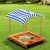 Keezi Kids Wooden Sandpit with UV Canopy, Dual Basins & Storage - 146cm, Treated Timber for Safe Outdoor Fun