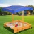 Keezi Kids Wooden Sandbox with Adjustable Waterproof Canopy, Dual Water Basins, and Firwood Construction - 103cm