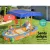Keezi Kids Wooden Boat Sandpit with Canopy & Bench Seat, Firwood Construction, 150cm, Includes Steering Wheel & Stickers