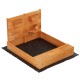 Keezi Kids Wooden Sandpit with Cover, Funnel & Benches - 120cm Outdoor Sandbox, Treated Firwood, EN71 Certified