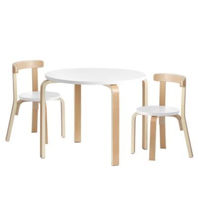 Keezi 3PCS Kids Table and Chairs Set - Birch Plywood, Non-Toxic Finish, 30kg Table/50kg Chair Capacity, Easy Clean