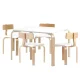 Keezi 5PCS Kids Table and Chairs Set - Durable Birch Plywood, Non-Toxic Finish, White/Natural, Easy to Clean