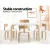 Keezi 5PCS Kids Table and Chairs Set - Durable Birch Plywood, Non-Toxic Finish, White/Natural, Easy to Clean