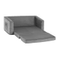 Keezi Kids Sofa 2 Seater - Grey Velvet Flip Open Couch with Timber Frame, Comfortable Sponge Padding, Compact Design