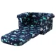 Keezi Kids 2-Seater Dinosaur Sofa - Flip Open Couch Lounger with Timber Frame, High-Density Foam, Navy Blue, Age 3+
