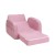 Keezi Kids 2-Seater Flip Open Sofa - Pink Timber Frame, Foam Padding, Removable Cover, Side Pocket, Ages 3+, 74x46x37cm