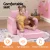Keezi Kids 2-Seater Flip Open Sofa - Pink Timber Frame, Foam Padding, Removable Cover, Side Pocket, Ages 3+, 74x46x37cm