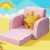Keezi Kids 2-Seater Flip Open Sofa - Pink Timber Frame, Foam Padding, Removable Cover, Side Pocket, Ages 3+, 74x46x37cm