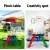 Keezi Kids Wooden Picnic Table Set with Umbrella, Multicoloured, Fir Wood, Seats 4, Indoor/Outdoor, Ages 3-8, Durable