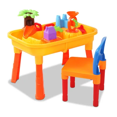 Keezi Kids Sand and Water Table Play Set with Chair – Non-Toxic, Eco-Friendly, 2-in-1 Sandpit for Ages 3+, 62x43x53