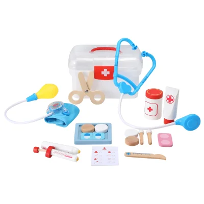 Keezi Kids Doctor Nurse Play Set - 16-Piece Medical Kit with Stethoscope, Multicoloured, 20x14x12.5cm, Ages 3+