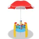 Keezi Kids Sand & Water Table Play Set - EN71 Certified, Non-Toxic, 26-Piece Outdoor Fun with Adjustable Umbrella
