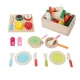 Keezi Wooden Kids Kitchen Play Set - 29-Piece Pretend Cooking Toys with Magnetic Food, Utensils, Lead-Free Safe Paint