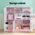 Keezi 80CM Pink Wooden Kids Kitchen Play Set with Oven, Accessories & Blackboard - Imaginative Play for Ages 3+