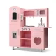 Keezi Wooden Kids Kitchen Play Set - Pink, Realistic Pretend Cooking Toys with Storage, Solid Wood & MDF, 82x29x90cm