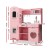 Keezi Wooden Kids Kitchen Play Set - Pink, Realistic Pretend Cooking Toys with Storage, Solid Wood & MDF, 82x29x90cm