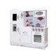Keezi Kids Wooden Kitchen Play Set – Pretend Cooking Toys with Realistic Features, Ample Storage, 85x29x90cm, White