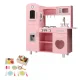 Keezi Wooden Kids Kitchen Play Set - Realistic Pretend Cooking Toys, Pink, 82x29x90cm, Child-Safe, 29-Piece Accessories