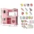 Keezi Wooden Kids Kitchen Play Set - Realistic Pretend Cooking Toys, Pink, 82x29x90cm, Child-Safe, 29-Piece Accessories