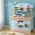 Keezi Kids Wooden Kitchen Play Set - 80CM Blue | Sturdy MDF & Solid Wood, Non-Toxic, Interactive, Includes Accessories