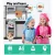 Keezi Kids Wooden Kitchen Play Set - Pretend Cooking Toys with Stove, Fridge & Storage, Dark Brown, 86x30x80cm