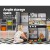 Keezi Kids Wooden Kitchen Play Set - Pretend Cooking Toys with Stove, Fridge & Storage, Dark Brown, 86x30x80cm