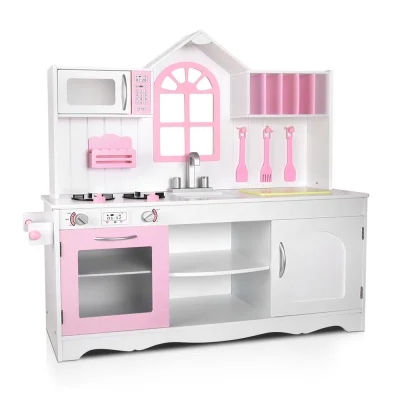 Keezi Kids Wooden Princess Kitchen Play Set - MDF & Pine, 108x100x29cm, Realistic Design, Safe & Sturdy, Ages 3+