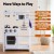 Keezi Wooden Kids Kitchen Play Set - Realistic Pretend Cooking Toys, Solid Wood, 60x30x85cm, Safe & Sturdy, Ages 3+