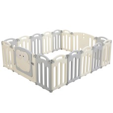 Keezi Baby Playpen: 16-Panel Foldable HDPE Toddler Fence with Safety Lock, Anti-Slip, 60cm Height, Easy Assembly