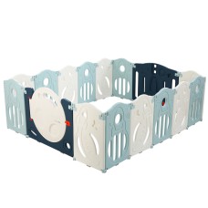 Keezi Baby Playpen 16 Panels - Foldable, Non-Toxic HDPE, 63cm Height, Safety Lock, Anti-Slip, Easy Assembly & Storage
