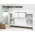 Keezi Baby Changing Table & Storage Chest, White MDF, 142x45x81cm, Non-Toxic Finish, 4 Drawers & Shelves, Removable Top