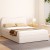 Artiss Bed Frame Double Size Boucle Upholstered Beige 203x145x92cm with Padded Headboard and Sturdy Support
