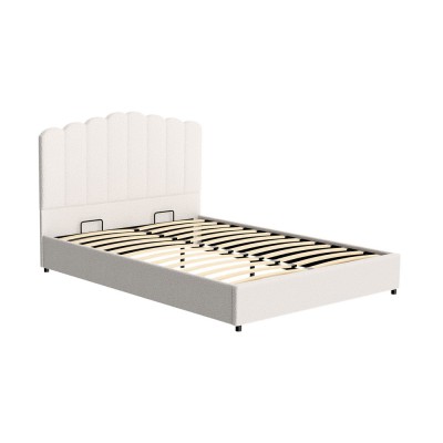 Artiss Queen Bed Frame, Boucle Upholstered, Beige, 215x159x120cm, Gas Lift Storage, Stylish Pine Wood Design Artiss Queen Bed Frame, Boucle Upholstered, Beige, 215x159x120cm, Gas Lift Storage, Stylish Pine Wood Design