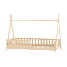 Artiss Kids Wooden Bed Frame, Solid Pine, Rounded Edges, Fits Australian Single Mattress, Oak Finish, 200x96x153cm