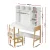 Keezi 2PCS Kids Table and Chairs Set - MDF & Pine, White, 101x45.5x123cm, Storage Drawer, Easy-Clean, Ages 3