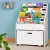 Keezi 4-Tier Kids Bookshelf Storage Organiser with Chalkboard Labels, Removable Box, Eco-Friendly 60x45x92cm White