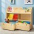 Keezi 3 Tiers Kids Bookshelf Storage Organiser, MDF Frame, PP Bins, 108x29x88cm, Natural Finish, Lockable Wheels