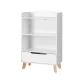 Keezi Kids 3-Tier Bookshelf with Drawer, 95cm White Storage Organiser, Smooth Finish, Easy Assembly, Non-Toxic Materials