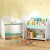 Keezi Kids Bookshelf with Table and Chair Set, MDF and Pine, 2-in-1 Bookcase Toy Storage, Child-Safe, White Green