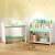 Keezi Kids Bookshelf with Table and Chair Set, MDF and Pine, 2-in-1 Bookcase Toy Storage, Child-Safe, White Green