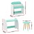 Keezi Kids Bookshelf with Table and Chair Set, MDF and Pine, 2-in-1 Bookcase Toy Storage, Child-Safe, White Green