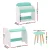 Keezi Kids Bookshelf with Table and Chair Set, MDF and Pine, 2-in-1 Bookcase Toy Storage, Child-Safe, White Green