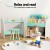 Keezi Kids Bookshelf with Table and Chair Set, MDF and Pine, 2-in-1 Bookcase Toy Storage, Child-Safe, White Green