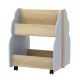 Keezi Kids Toy Box Bookshelf Organiser: MDF Solid Wood, 52x46x59cm, Lockable Wheels, Double-Sided Storage, Grey Pine