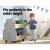 Keezi Kids Toy Box Bookshelf Organiser: MDF Solid Wood, 52x46x59cm, Lockable Wheels, Double-Sided Storage, Grey Pine